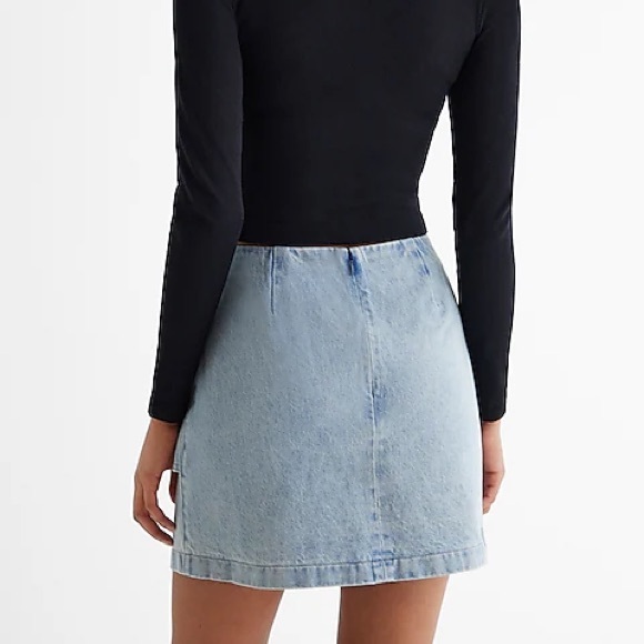 NWT Mid Rise Denim Tie Waist Mini Wrap Skirt - Picture 5 of 5